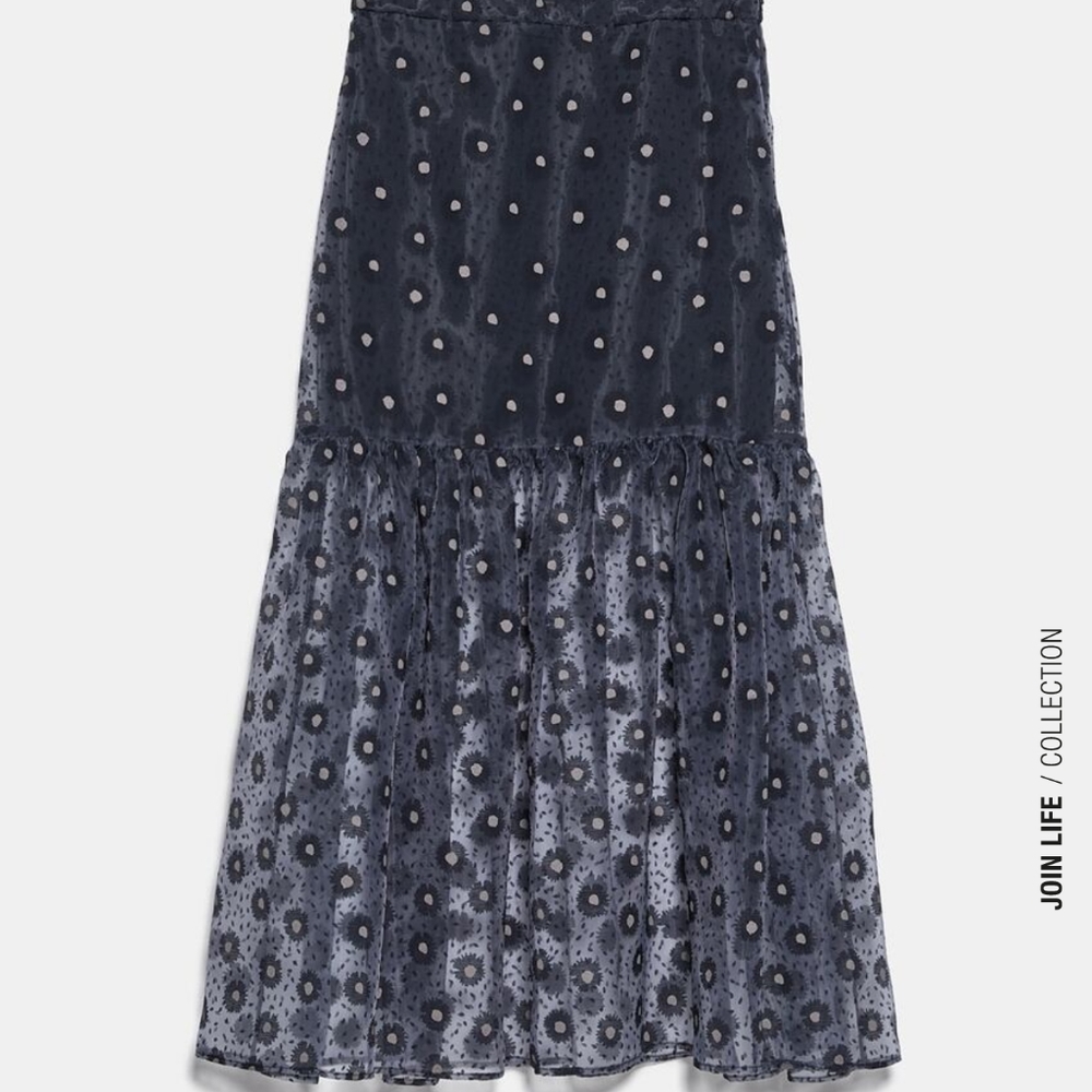 NWT ZARA FLORAL PRINTED ORGANZA SKIRT